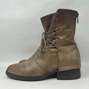 Doble Vida Brown Leather Lace Up Back Zip Boots Women’s Size 37